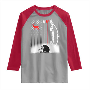Bow Deer Hunting Raglan Shirt American Flag Hunter Gift TS12 Sport Gray Red Print Your Wear