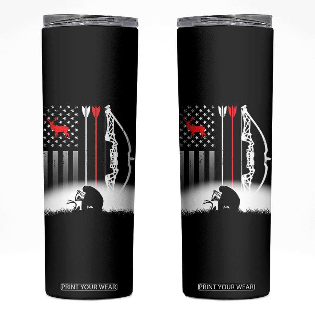 Bow Deer Hunting Skinny Tumbler American Flag Hunter Gift TS12 Black Print Your Wear