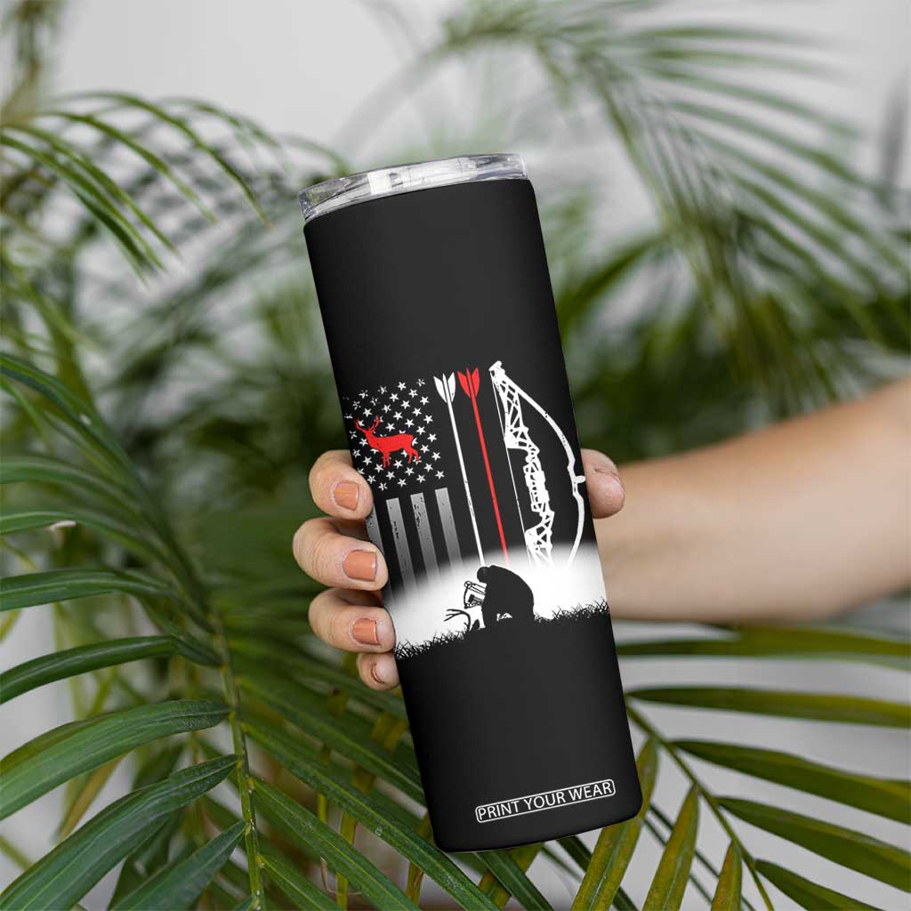 Bow Deer Hunting Skinny Tumbler American Flag Hunter Gift TS12 Print Your Wear