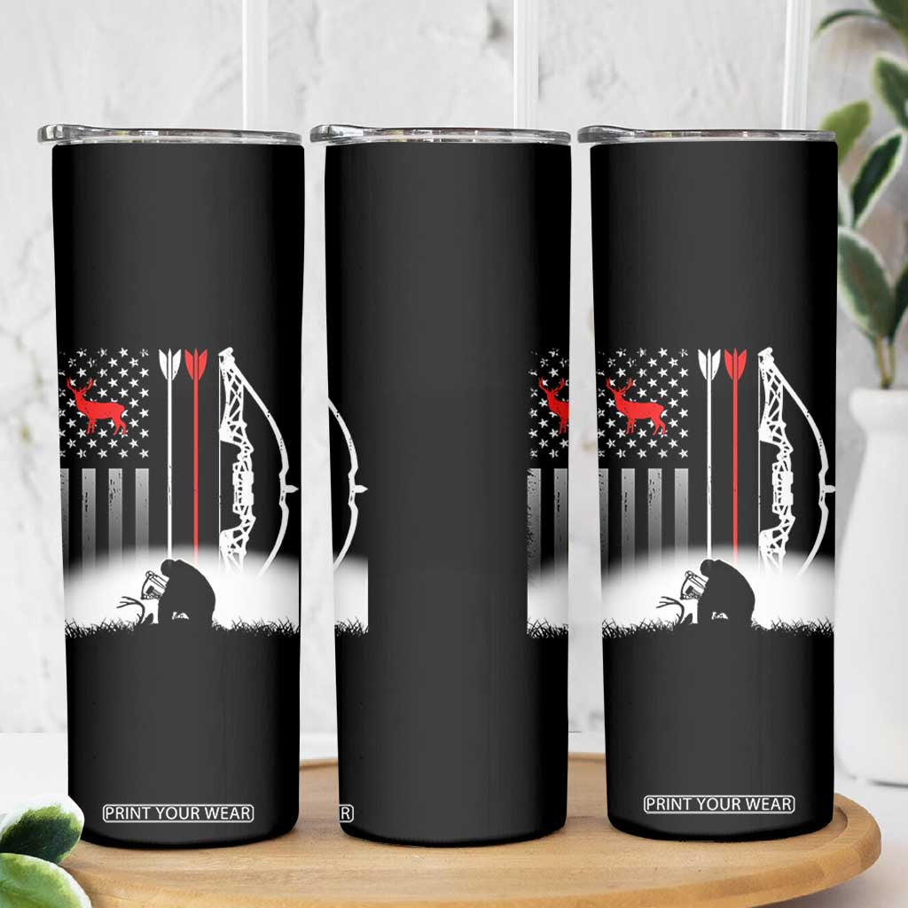 Bow Deer Hunting Skinny Tumbler American Flag Hunter Gift TS12 Print Your Wear