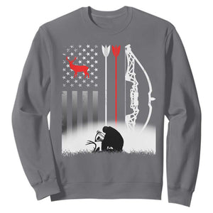 Bow Deer Hunting Sweatshirt American Flag Hunter Gift TS12 Charcoal Print Your Wear