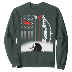 Bow Deer Hunting Sweatshirt American Flag Hunter Gift TS12 Dark Forest Green Print Your Wear