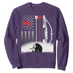 Bow Deer Hunting Sweatshirt American Flag Hunter Gift TS12 Purple Print Your Wear