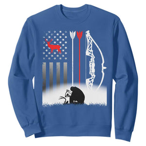 Bow Deer Hunting Sweatshirt American Flag Hunter Gift TS12 Royal Blue Print Your Wear