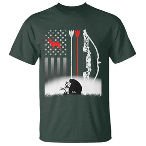 Bow Deer Hunting T Shirt American Flag Hunter Gift TS12 Dark Forest Green Print Your Wear