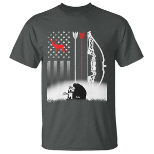 Bow Deer Hunting T Shirt American Flag Hunter Gift TS12 Dark Heather Print Your Wear