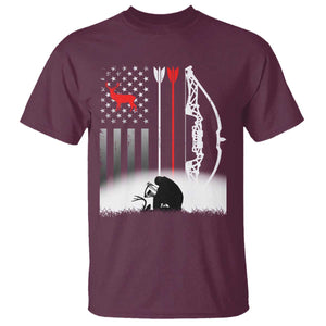 Bow Deer Hunting T Shirt American Flag Hunter Gift TS12 Maroon Print Your Wear