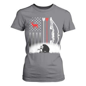 Bow Deer Hunting T Shirt For Women American Flag Hunter Gift TS12 Charcoal Print Your Wear