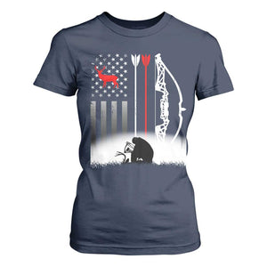 Bow Deer Hunting T Shirt For Women American Flag Hunter Gift TS12 Navy Print Your Wear