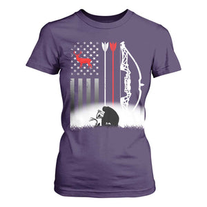 Bow Deer Hunting T Shirt For Women American Flag Hunter Gift TS12 Purple Print Your Wear