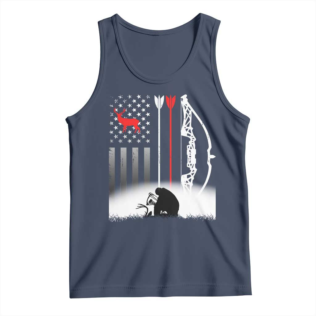 Bow Deer Hunting Tank Top American Flag Hunter Gift TS12 Navy Print Your Wear