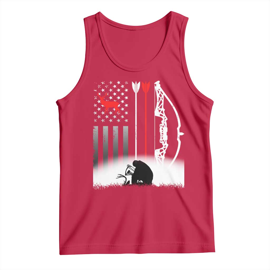 Bow Deer Hunting Tank Top American Flag Hunter Gift TS12 Red Print Your Wear
