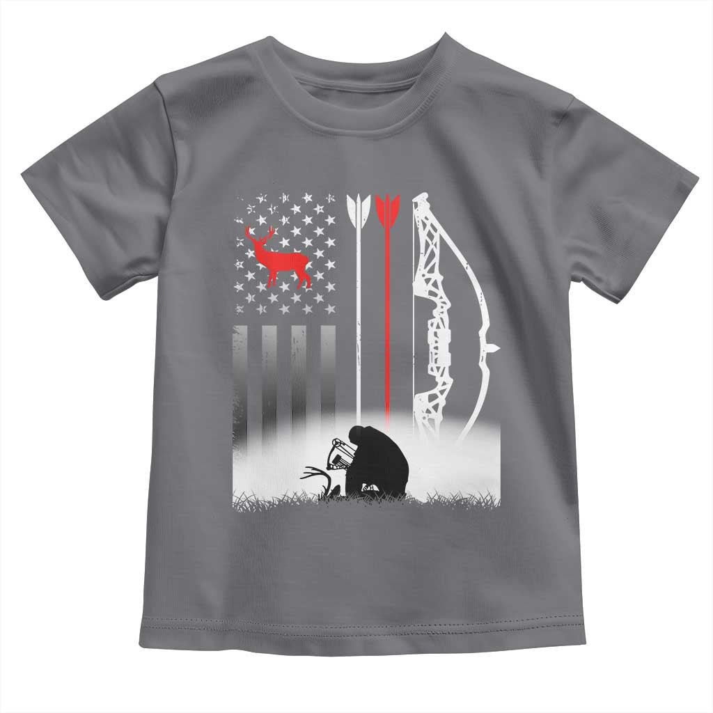 Bow Deer Hunting Toddler T Shirt American Flag Hunter Gift TS12 Charcoal Print Your Wear