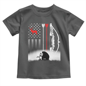 Bow Deer Hunting Toddler T Shirt American Flag Hunter Gift TS12 Dark Heather Print Your Wear