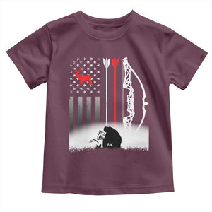 Bow Deer Hunting Toddler T Shirt American Flag Hunter Gift TS12 Maroon Print Your Wear