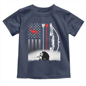 Bow Deer Hunting Toddler T Shirt American Flag Hunter Gift TS12 Navy Print Your Wear