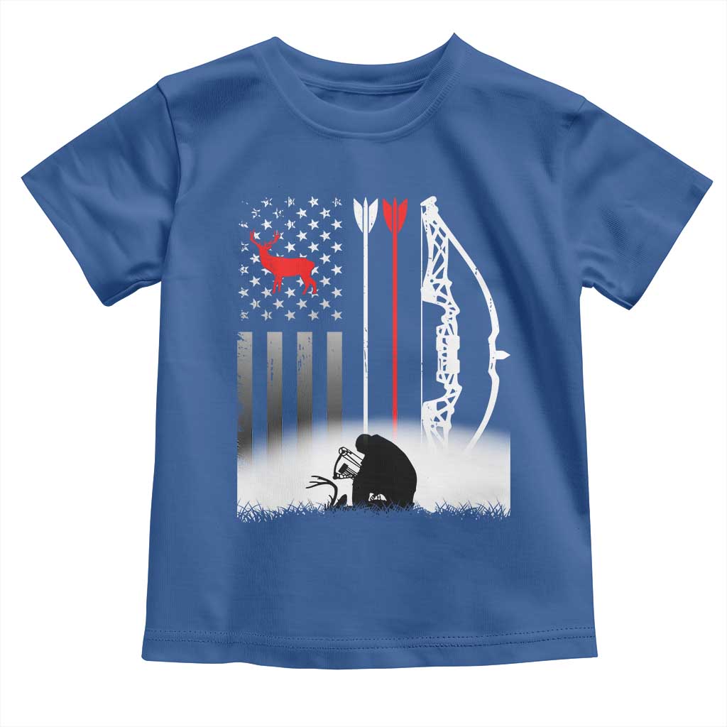 Bow Deer Hunting Toddler T Shirt American Flag Hunter Gift TS12 Royal Blue Print Your Wear
