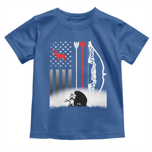 Bow Deer Hunting Toddler T Shirt American Flag Hunter Gift TS12 Royal Blue Print Your Wear