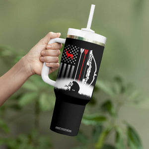 Bow Deer Hunting Tumbler With Handle American Flag Hunter Gift TS12 Print Your Wear
