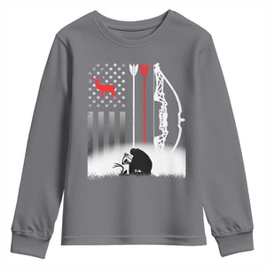Bow Deer Hunting Youth Sweatshirt American Flag Hunter Gift TS12 Charcoal Print Your Wear