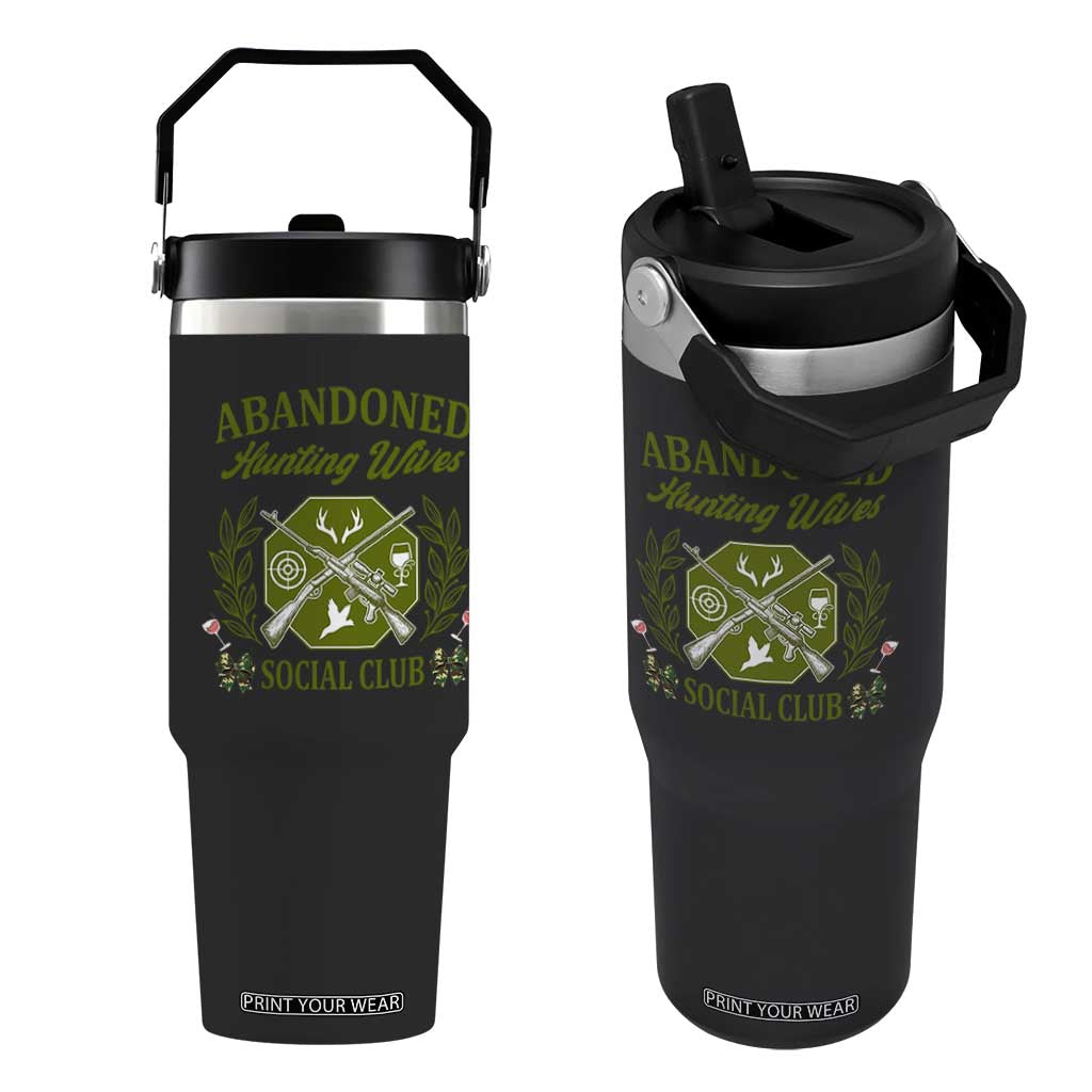 Funny Hunter Wife Flip Straw Tumbler Abandoned Hunting Wives Social Club TS12 One Size: 30 oz Black Print Your Wear