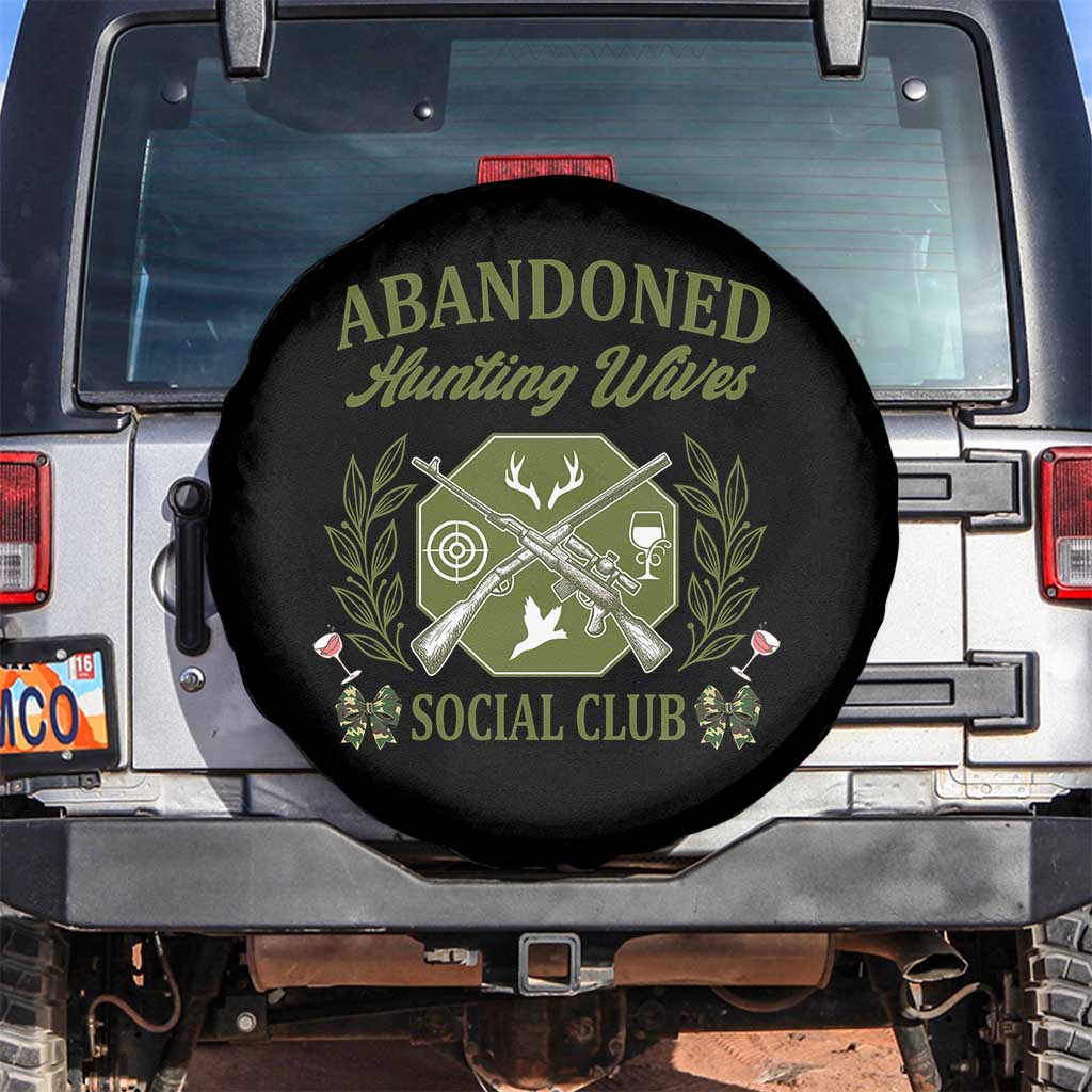 Funny Hunter Wife Spare Tire Cover Abandoned Hunting Wives Social Club TS12 No hole Black Print Your Wear
