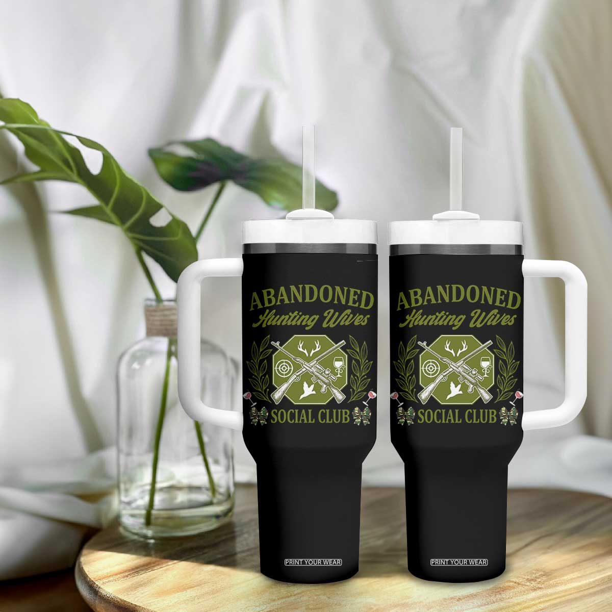 Funny Hunter Wife Tumbler With Handle Abandoned Hunting Wives Social Club TS12 Print Your Wear