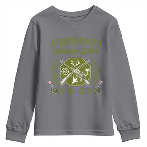 Funny Hunter Wife Youth Sweatshirt Abandoned Hunting Wives Social Club TS12 Charcoal Print Your Wear