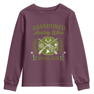 Funny Hunter Wife Youth Sweatshirt Abandoned Hunting Wives Social Club TS12 Maroon Print Your Wear
