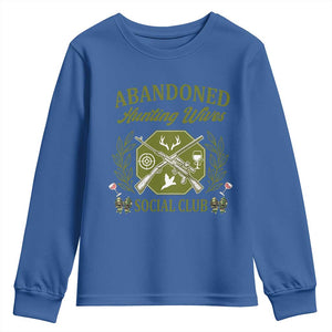 Funny Hunter Wife Youth Sweatshirt Abandoned Hunting Wives Social Club TS12 Royal Blue Print Your Wear