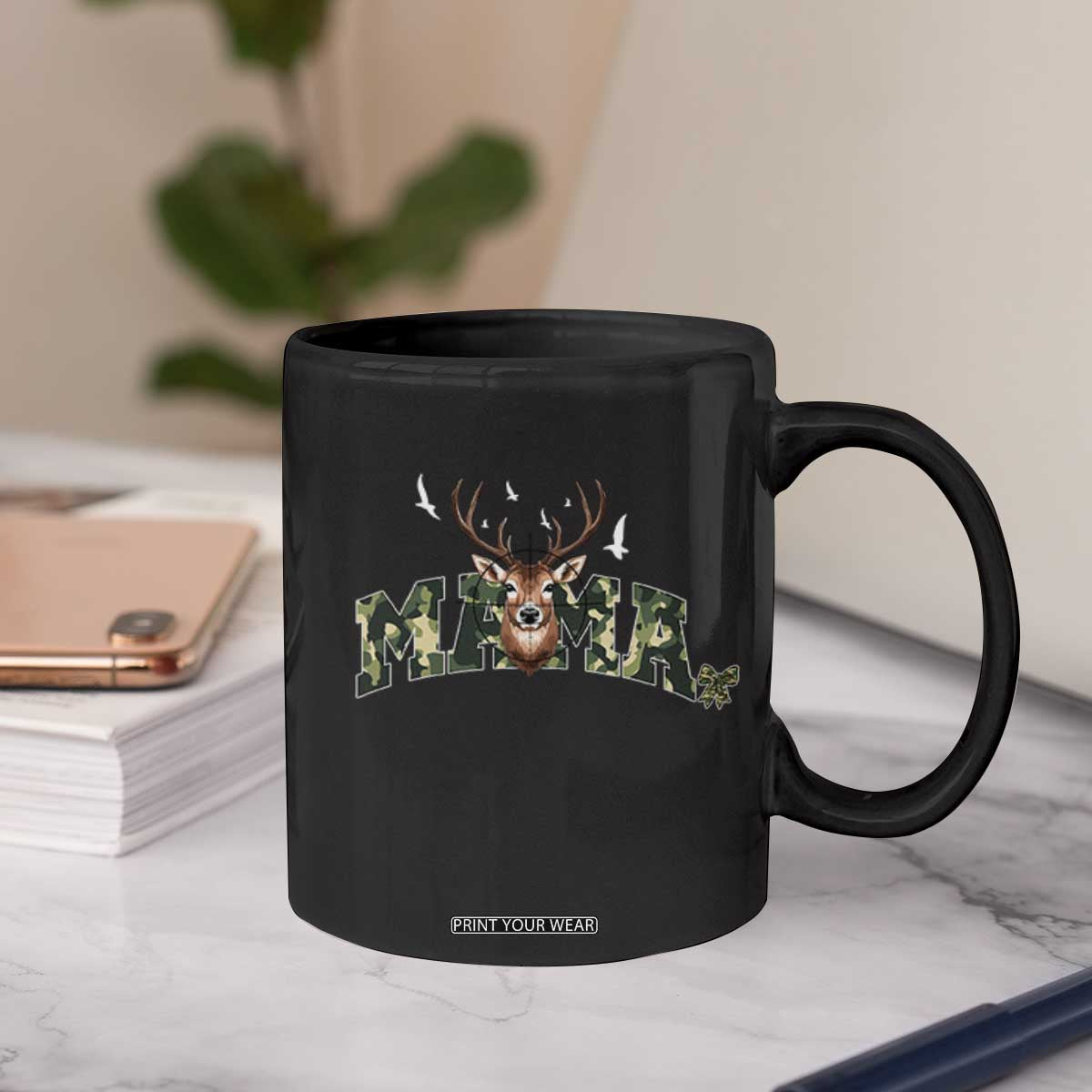 Mama Hunting Life Coffee Mug Deer Head Camo Gift TS12 Print Your Wear