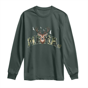 Mama Hunting Life Long Sleeve Shirt Deer Head Camo Gift TS12 Dark Forest Green Print Your Wear