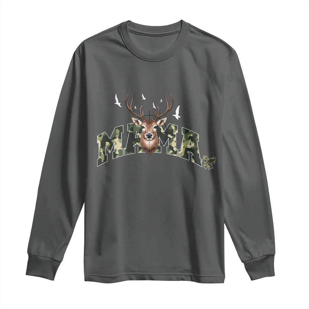 Mama Hunting Life Long Sleeve Shirt Deer Head Camo Gift TS12 Dark Heather Print Your Wear