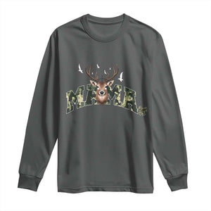 Mama Hunting Life Long Sleeve Shirt Deer Head Camo Gift TS12 Dark Heather Print Your Wear