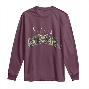Mama Hunting Life Long Sleeve Shirt Deer Head Camo Gift TS12 Maroon Print Your Wear