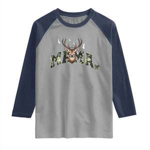Mama Hunting Life Raglan Shirt Deer Head Camo Gift TS12 Sport Gray Navy Print Your Wear