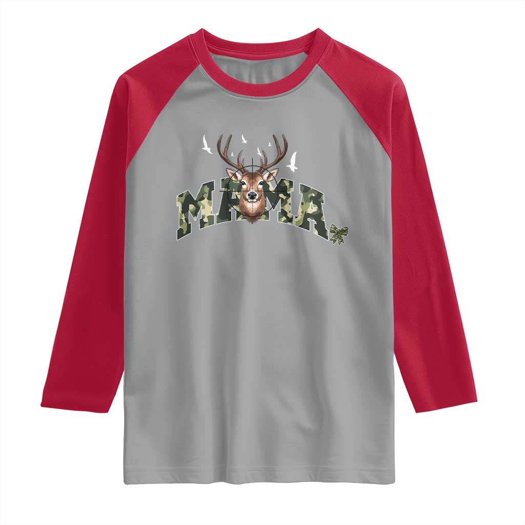 Mama Hunting Life Raglan Shirt Deer Head Camo Gift TS12 Sport Gray Red Print Your Wear
