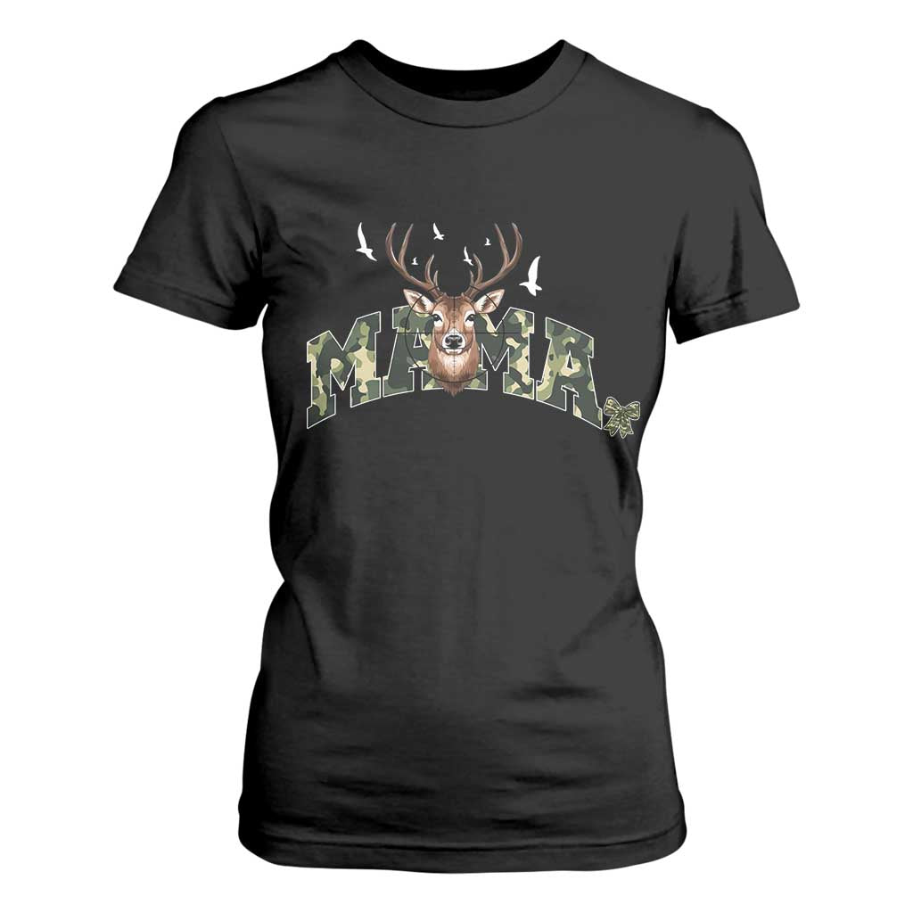 Mama Hunting Life T Shirt For Women Deer Head Camo Gift TS12 Black Print Your Wear