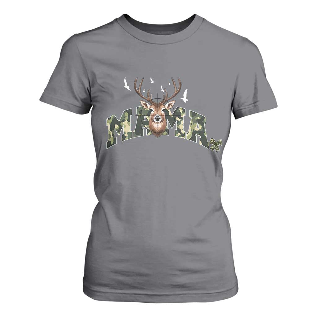 Mama Hunting Life T Shirt For Women Deer Head Camo Gift TS12 Charcoal Print Your Wear