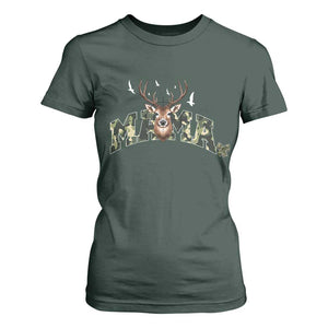 Mama Hunting Life T Shirt For Women Deer Head Camo Gift TS12 Dark Forest Green Print Your Wear