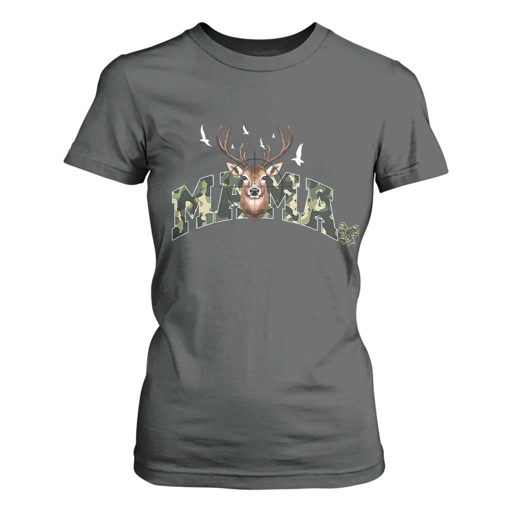 Mama Hunting Life T Shirt For Women Deer Head Camo Gift TS12 Dark Heather Print Your Wear