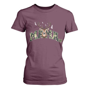 Mama Hunting Life T Shirt For Women Deer Head Camo Gift TS12 Maroon Print Your Wear