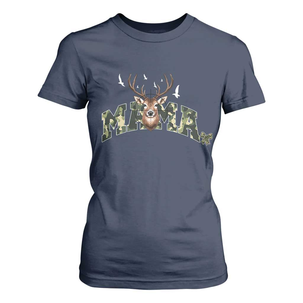 Mama Hunting Life T Shirt For Women Deer Head Camo Gift TS12 Navy Print Your Wear