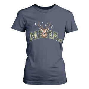 Mama Hunting Life T Shirt For Women Deer Head Camo Gift TS12 Navy Print Your Wear
