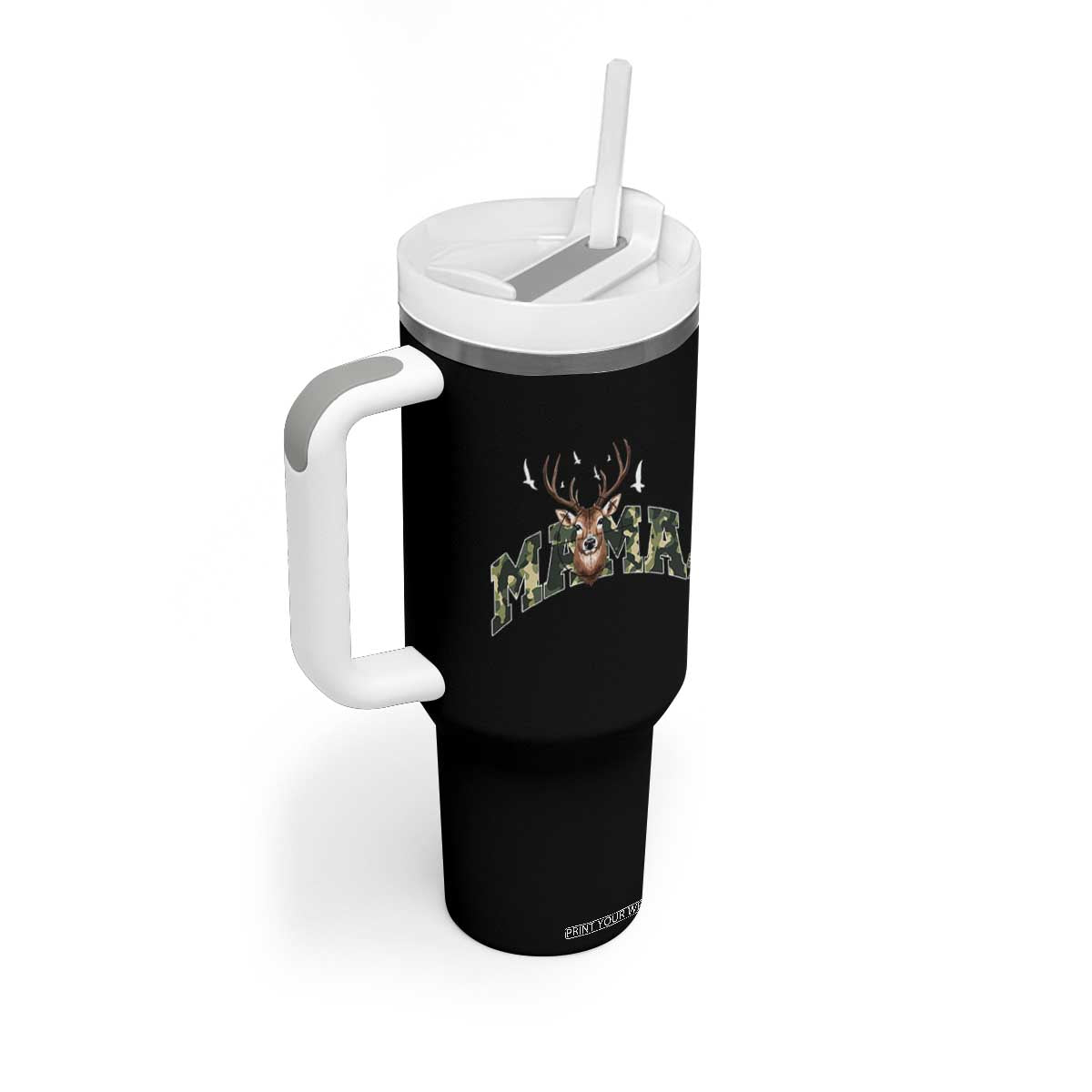 Mama Hunting Life Tumbler With Handle Deer Head Camo Gift TS12 Print Your Wear