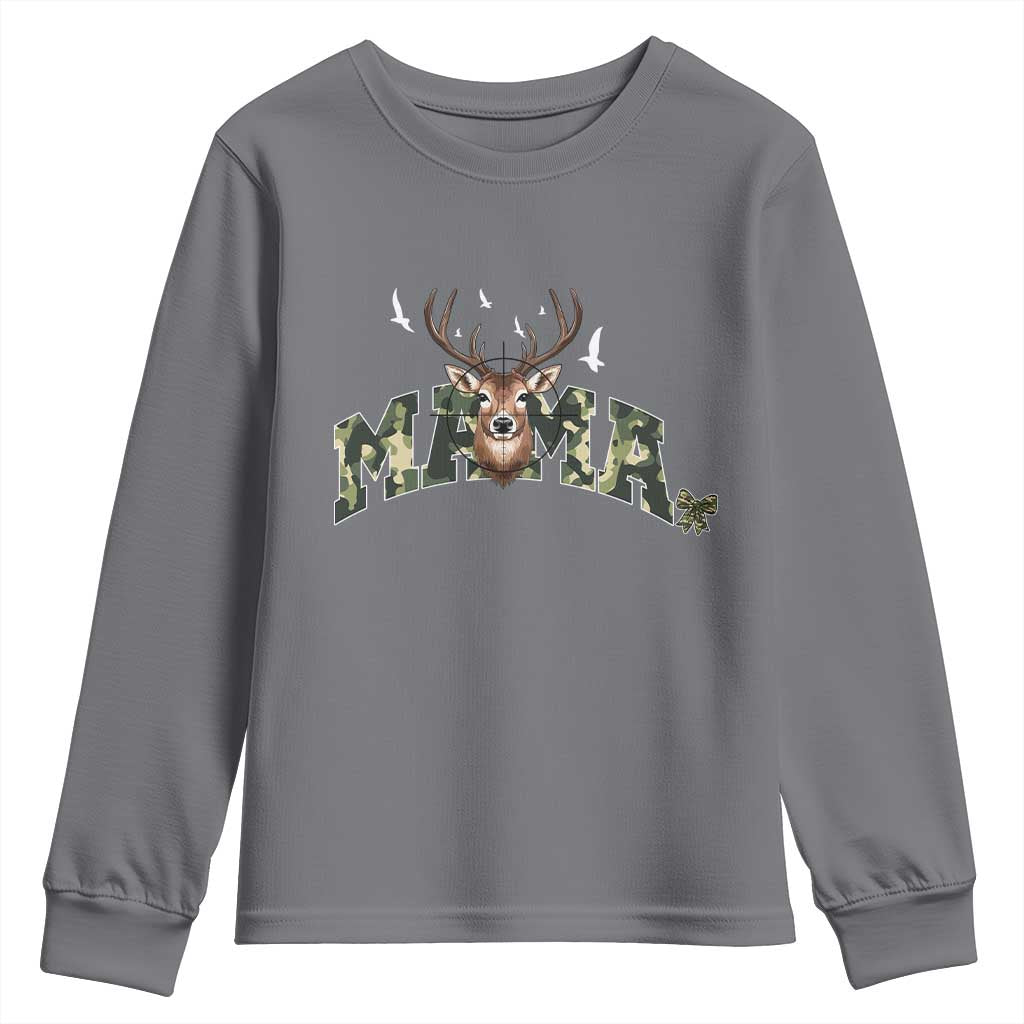 Mama Hunting Life Youth Sweatshirt Deer Head Camo Gift TS12 Charcoal Print Your Wear