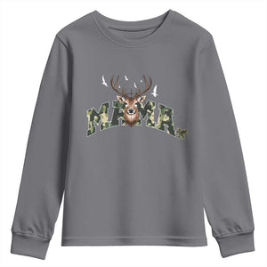 Mama Hunting Life Youth Sweatshirt Deer Head Camo Gift TS12 Charcoal Print Your Wear