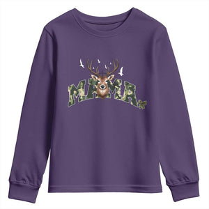 Mama Hunting Life Youth Sweatshirt Deer Head Camo Gift TS12 Purple Print Your Wear