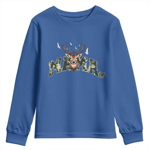 Mama Hunting Life Youth Sweatshirt Deer Head Camo Gift TS12 Royal Blue Print Your Wear