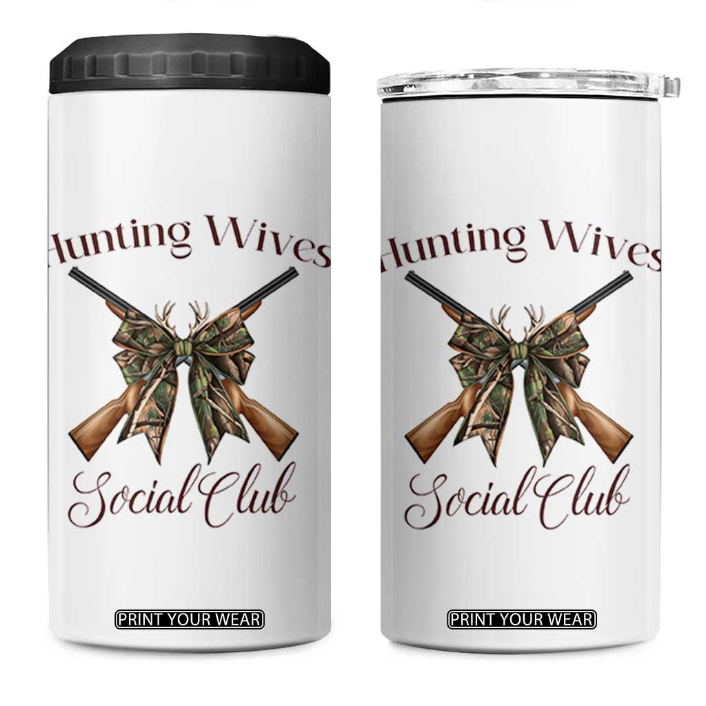Funny Hunter Wife 4 in 1 Can Cooler Tumbler Hunting Wives Social Club TS12 One Size: 16 oz White Print Your Wear